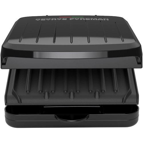 George Foreman 2-Serving Classic Plate Electric Indoor Grill and Panini Press, Black