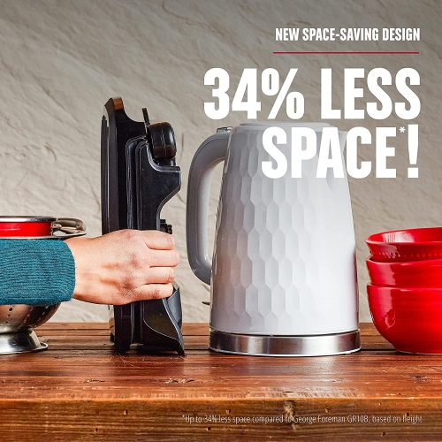 George Foreman 2-Serving Classic Plate Electric Indoor Grill and Panini Press, Black