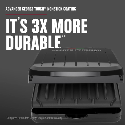 George Foreman 2-Serving Classic Plate Electric Indoor Grill and Panini Press, Black