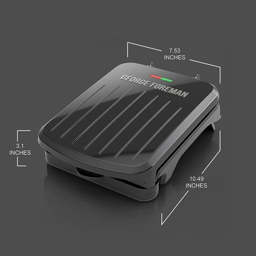 George Foreman 2-Serving Classic Plate Electric Indoor Grill and Panini Press, Black