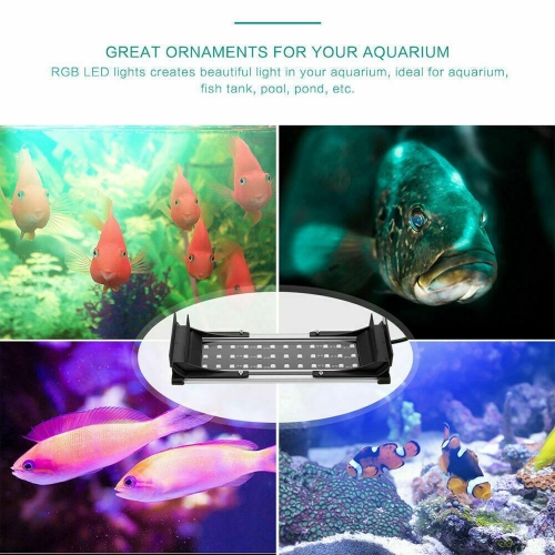 LED Aquarium Lamp RGB Light Fish Tank Submersible Aquatic Bracket Lamp + Remote