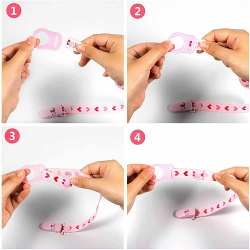 Le porte-chaîne apaisant pour suce bébé ISTAR s'attache aux pinces de dentition ajustables pour les bébés