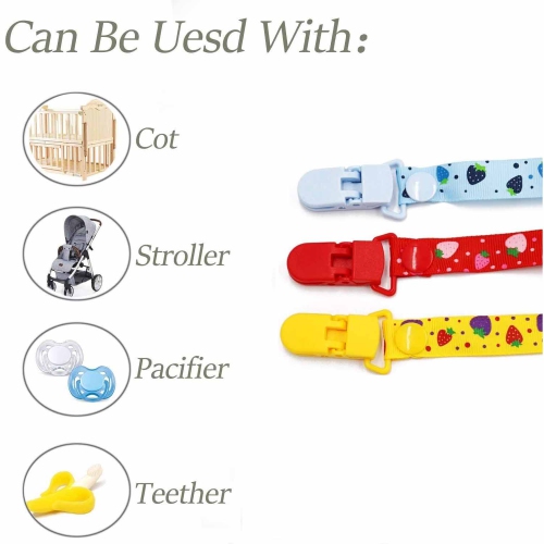 Le porte-chaîne apaisant pour suce bébé ISTAR s'attache aux pinces de dentition ajustables pour les bébés