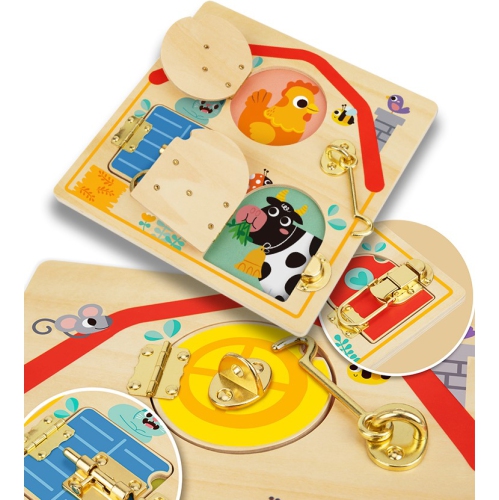 TOOKYLAND Activity Board with Latches - Fine Motor Skills Developmental Toy in Wood, Ages 3+