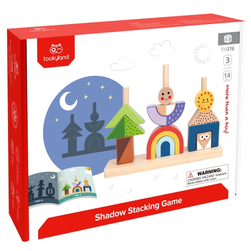 TOOKYLAND Day and Night Stacker - 14pcs - Wooden Stacking Game with Manual, Ages 3+