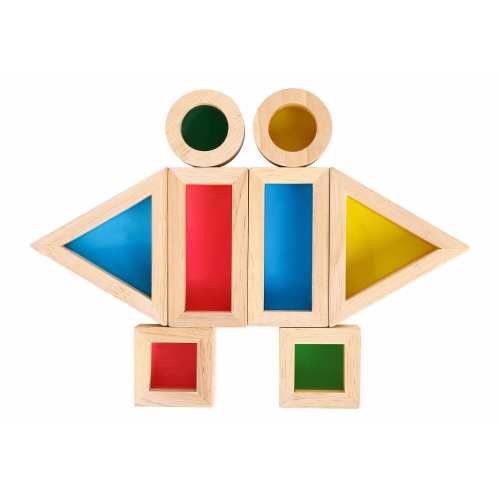 TOOKYLAND Wooden Sensory Block Set - 8pcs - Rainbow Stacking Blocks for Ages 2+