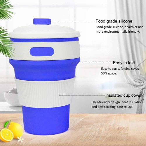 ISTAR Silicone Collapsible Coffee Cup PP BPA Free for Camping Hiking Outdoor Commuters - Blue