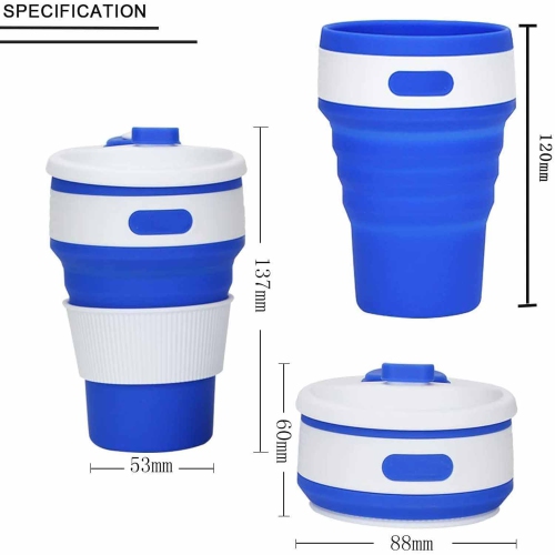 ISTAR Silicone Collapsible Coffee Cup PP BPA Free for Camping Hiking Outdoor Commuters - Blue