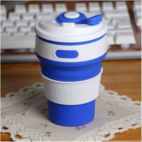 ISTAR Silicone Collapsible Coffee Cup PP BPA Free for Camping Hiking Outdoor Commuters - Blue