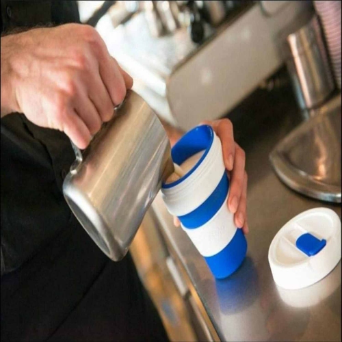 ISTAR Silicone Collapsible Coffee Cup PP BPA Free for Camping Hiking Outdoor Commuters - Blue