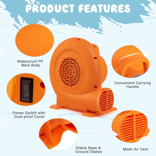 Topbuy Electric Air Blower Inflatable Bouncer Blower with Handle Large Air Outlet Commercial Air Blower for Inflatable Castle and Jump Slides 550W