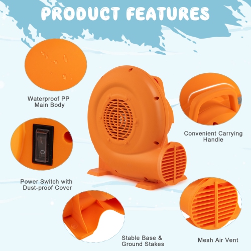 Topbuy Electric Air Blower Inflatable Bouncer Blower with Handle Large Air Outlet Commercial Air Blower for Inflatable Castle and Jump Slides 380W