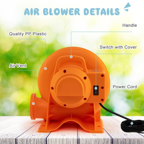 Topbuy Electric Air Blower Inflatable Bouncer Blower with Handle Large Air Outlet Commercial Air Blower for Inflatable Castle and Jump Slides 380W