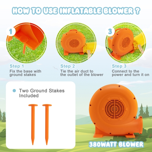 Topbuy Electric Air Blower Inflatable Bouncer Blower with Handle Large Air Outlet Commercial Air Blower for Inflatable Castle and Jump Slides 380W