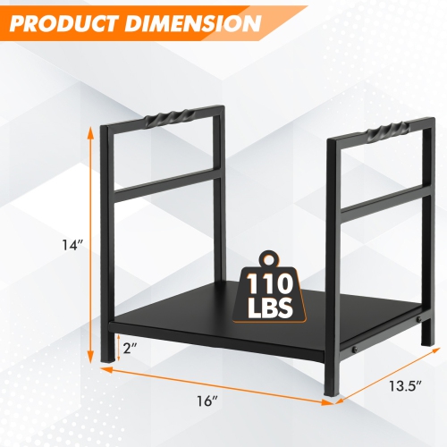 Topbuy 16" Firewood Storage Rack Decorative Log Holder w/ Screw Thread Handle Raised Legs & Solid Bottom Panel Reinforced Steel Structure