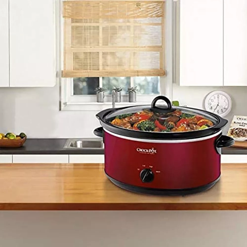 Crock-Pot 7 QT Design de grande capacité pour faire briller la mijoteuse polyvalente, appareil de cuisine domestique, rouge