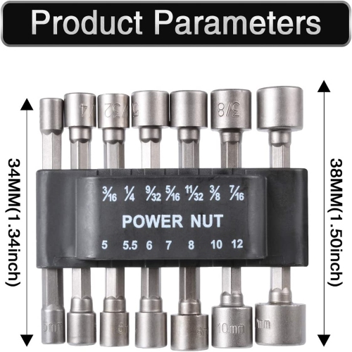 ISTAR 14 PCS Power Nut Driver Drill Bit Set SAE Metric Socket Wrench Screw 1/4"Hex Shank