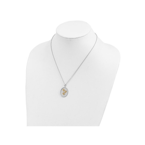 Hand Prints Pendant Necklace in Sterling Silver and Yellow Gold with Chain