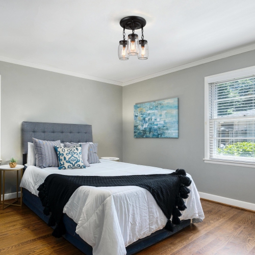 Farmhouse 3-Light Mason Jar Glass Semi Flush Mount Ceiling Lights