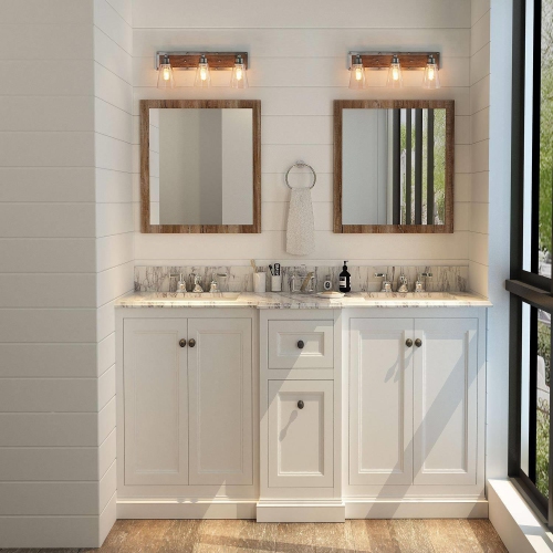 Antique Bathroom Vanity Silver Linear Wall Sconce