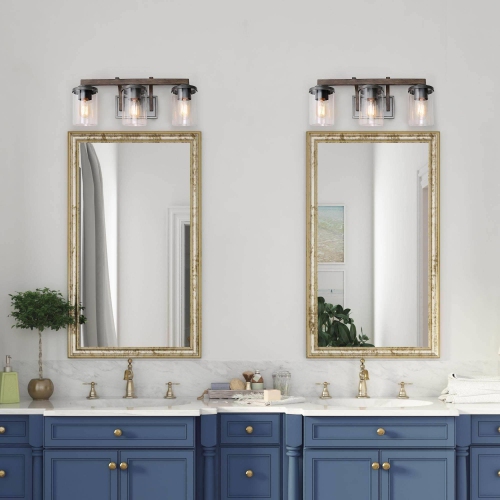 Modern Farmhouse 3-Light Bathroom Vanity Light Glass Wall Sconces