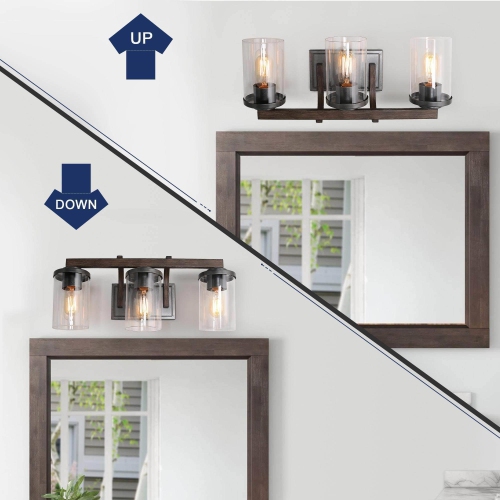 Modern Farmhouse 3-Light Bathroom Vanity Light Glass Wall Sconces