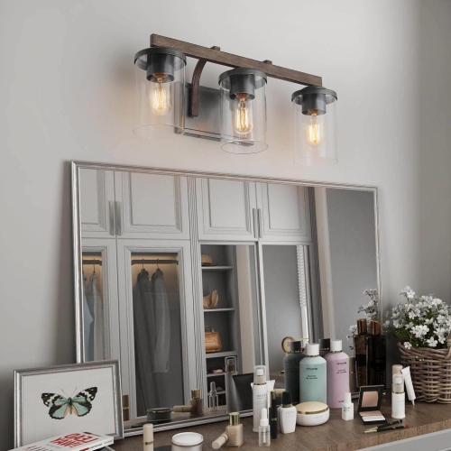 Modern Farmhouse 3-Light Bathroom Vanity Light Glass Wall Sconces