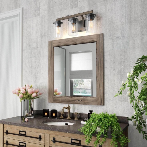 Modern Farmhouse 3-Light Bathroom Vanity Light Glass Wall Sconces