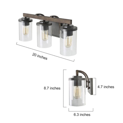 Modern Farmhouse 3-Light Bathroom Vanity Light Glass Wall Sconces