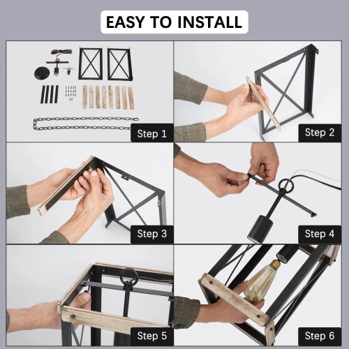 French Country 1-light Pendant Wood Cage Island Lights