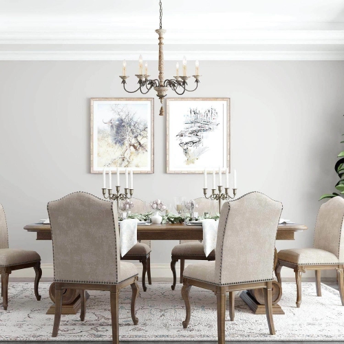 Farmhouse 6-Light French Country Wood Chandelier for Living Room