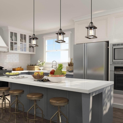 Modern Farmhouse 1-Light Metal Kitchen Island Pendant Light