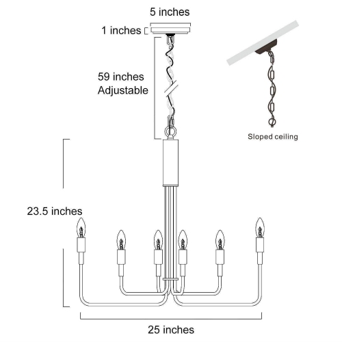Modern Gold 6-Light Unique Candle Chandelier for Dining Room