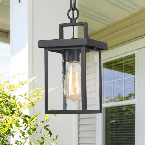 Modern 1-Light Black Outdoor Light Patio Exterior Hanging Lantern Pendant Lights
