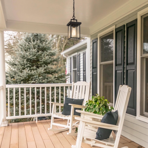 Modern 1-Light Black Outdoor Light Patio Exterior Hanging Lantern Pendant Lights