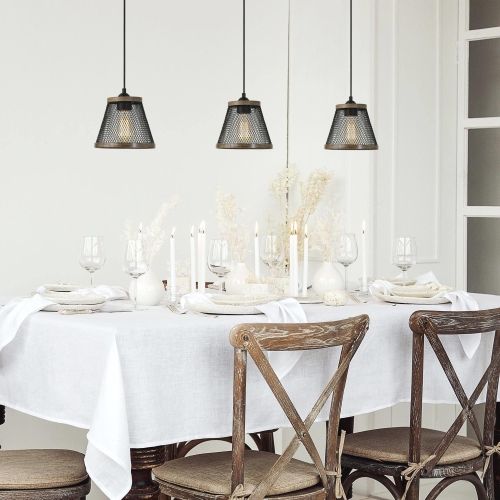 Modern Farmhouse 1-Light Cone Black Wire Pendant Ceiling Lights for Dining Room