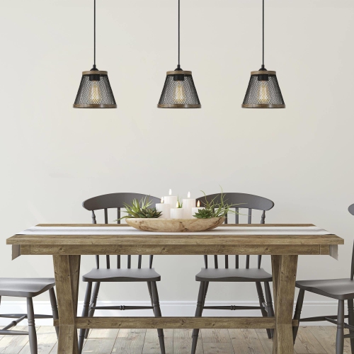 Modern Farmhouse 1-Light Cone Black Wire Pendant Ceiling Lights for Dining Room