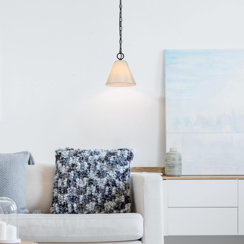 Modern 1-light Pendant Cone Fabric Shade Ceiling Light for Kitchen Island
