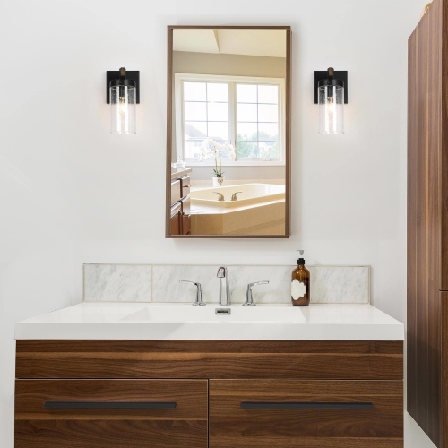 Modern Farmhouse 1-Light Linear Seeded Glass Bathroom Vanity Lights