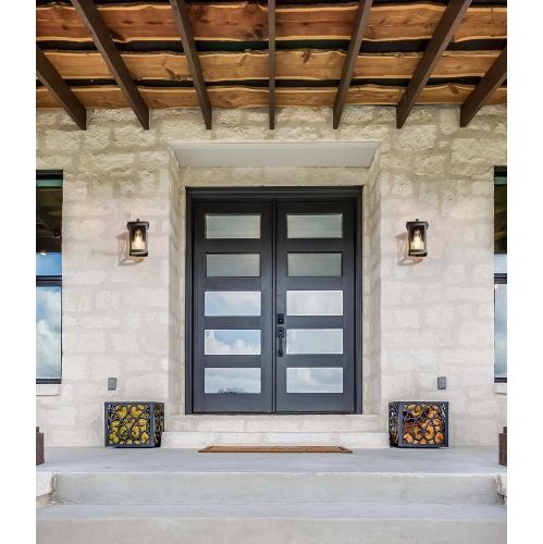 1-pack Modern Black X-shape Outdoor Wall Lantern Square Glass Wall Sconces