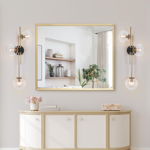 Modern Glam Black Gold 3-Light Linear Glass Wall Sconces