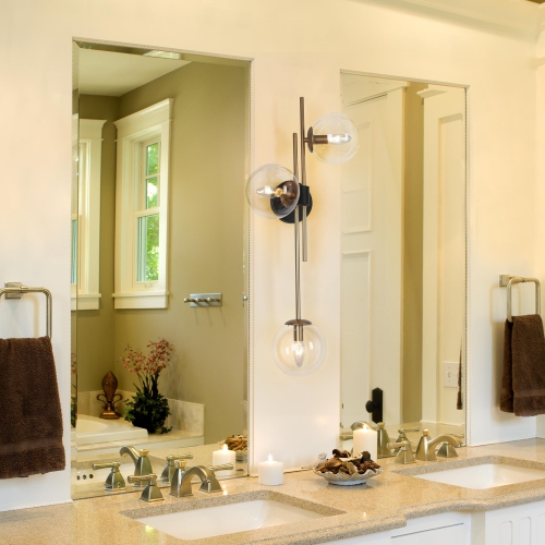 Modern Glam Black Gold 3-Light Linear Glass Wall Sconces