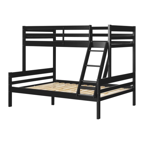 SOUTH SHORE  Induzy Solid Wood Bunk Beds, Matte In Black 