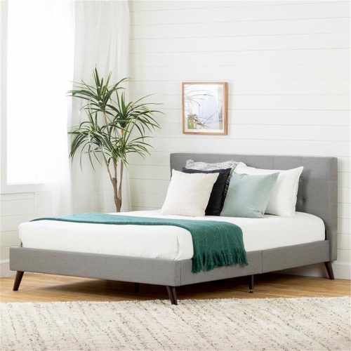 South Shore Fusion Upholstered Queen Bed in Medium Gray