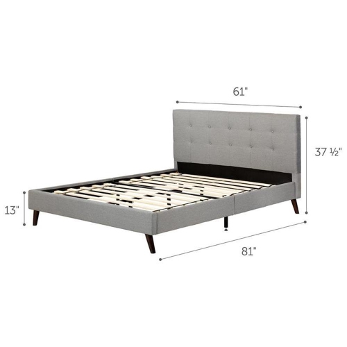 South Shore Fusion Upholstered Queen Bed in Medium Gray