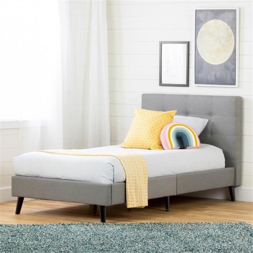 South Shore Fusion Twin Upholstered Bed in Medium Gray