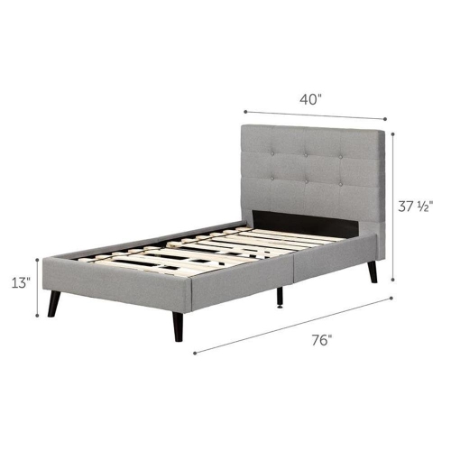 South Shore Fusion Twin Upholstered Bed in Medium Gray