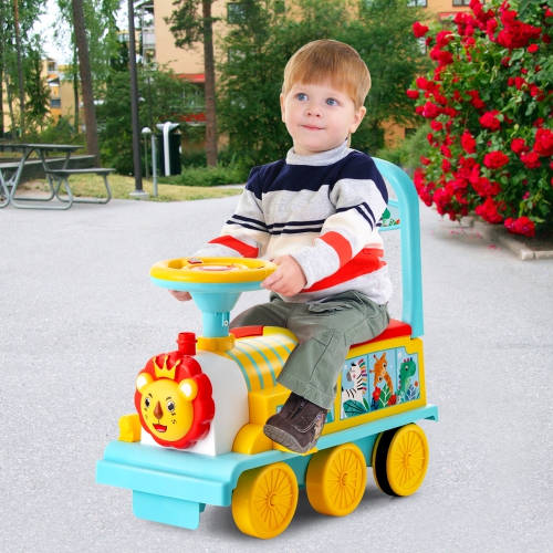 Gymax 6V Electric Kids Ride On Train Motorized Train Toy w/ Track & 6 Wheels