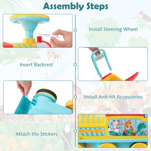 Gymax 6V Electric Kids Ride On Train Motorized Train Toy w/ Track & 6 Wheels