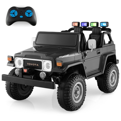GYMAX  2 Seater Ride On Truck Car 12V Licensed Toyota Fj40 Rc W/ Laser Light & Music